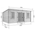 5.0m x 4.0m 44mm - Store More Ashley Pent Log Cabin Garden Room (Untreated)